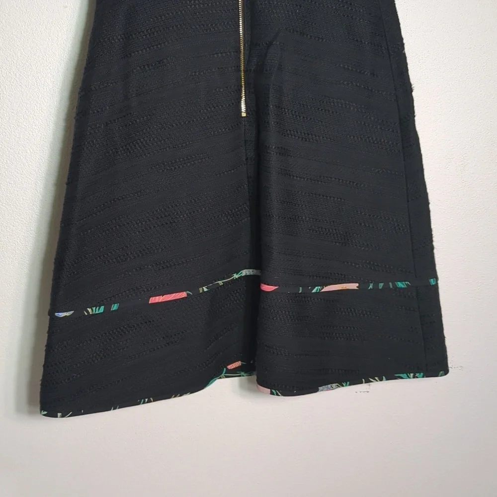 Kate Spade Womens Dress Black Blossom Trim Tweed Floral Sleeveless Fit‎ Flare 4